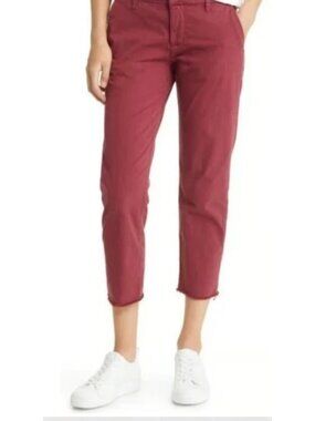 Frank & Eileen Wicklock Raw Hem Stretch Cotton Chino Pants In Merlot Size 2